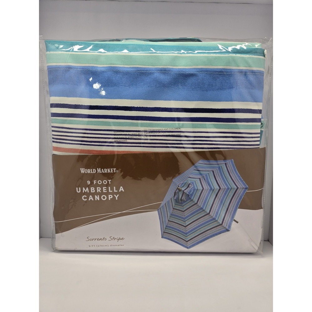 World Market Sorento Stripe 9' Round Replacement Umbrella Canopy – New
